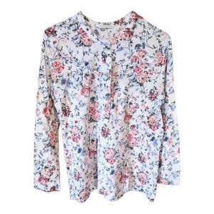 Lucky Brand Ruffle Henley Floral Top